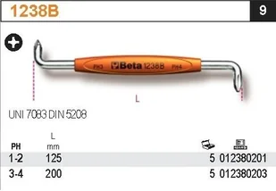 Beta WKRĘTAK KRZYŻOWY KĄTOWY DWUSTRONNY PH1-2 1238B/1-2 - Śrubokręty - miniaturka - grafika 2
