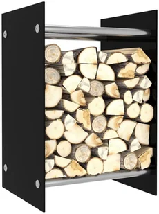 vidaXL Stojak na drewno opałowe, czarny, 40x35x60 cm, szklany vidaXL - Akcesoria kominkowe - miniaturka - grafika 2