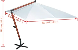 vidaXL vidaXL Parasol ogrodowy, 300x400cm, biały - Parasole ogrodowe - miniaturka - grafika 7
