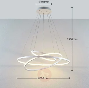 Lampenwelt com Lampa wisząca LED Ezana, trzy pierścienie, biała - Lampy sufitowe - miniaturka - grafika 5