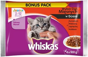 Whiskas Kocięta Mięsne Dania w sosie Saszetka 100g 12738 - Mokra karma dla kotów - miniaturka - grafika 4