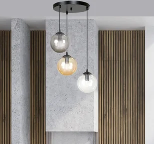 EULUNA Lampa wisząca Glassy 3-pkt okrągła grafit/bursztyn - Lampy sufitowe - miniaturka - grafika 2