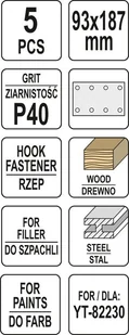 Yato PAPIER ŚCIERNY 90MM X 187MM P40 DLA YT-82230 YT-83800 - Materiały ścierne - miniaturka - grafika 3