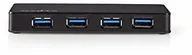 Huby USB - NEDIS Nedis - Hub USB - 4-Port - Zasilanie USB 3.0 - Oddzielne zasilanie - 5 Gb/s - Zewnętrzny zasilacz - 2,5-calowy dysk twardy - typ C - czarny UHUBU3420BK - miniaturka - grafika 1
