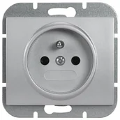 Gniazdka elektryczne - Abex Onyx srebro gniazdo pojedyncze +0) PT-16O PT-16O srebro - miniaturka - grafika 1