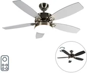 Wentylatory sufitowe - QAZQA Wentylator sufitowy LED stal z pilotem - Malaki - miniaturka - grafika 1