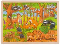 Puzzle - Goki LEŚNE ZWIERZĄTKA drewniane puzzle 48 el. GK 57734 - miniaturka - grafika 1