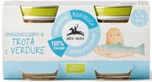 Dania dla dzieci - ALCE NERO 4 mc KREM Z PSTRĄGIEM I WARZYWAMI BEZGLUTENOWY BIO (2 x 80 g) 160 g - ALCE NERO BP-8009004810556 - miniaturka - grafika 1