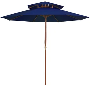 vidaXL Parasol ogrodowy z dwupoziomową czaszą, niebieski, 270 cm 313767 - Parasole ogrodowe - miniaturka - grafika 2
