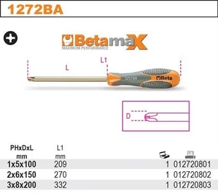 Beta WKRĘTAK KRZYŻ.NIEISKRZ.BETAMAX PH1X100MM 1272BA/PH1 - Śrubokręty - miniaturka - grafika 2