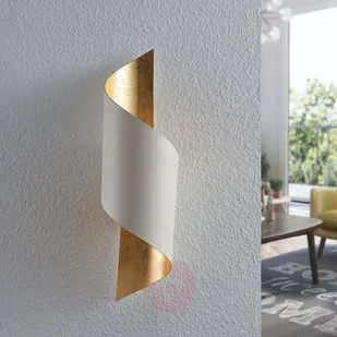 Lampenwelt com Metalowa lampa ścienna Vanni, biała-złota - Lampy ścienne - miniaturka - grafika 3