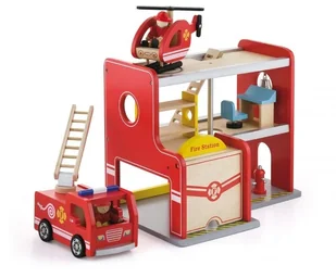 VIGA Drewniana Remiza strażacka wóż strażacki + akcesoria 50828 - Tory, garaże, parkingi - miniaturka - grafika 5