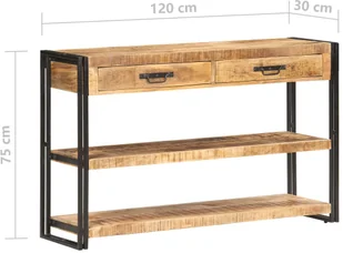 vidaXL Szafka, 120x30x75 cm, lite, surowe drewno mango 321802 - Szafki do salonu - miniaturka - grafika 7