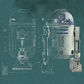 Inne - Star Wars R2D2 Blueprint nadruki na płótnie 40 x 40 cm, wielokolorowa WDC95586 - miniaturka - grafika 1