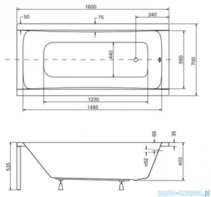 Besco Optima Premium 160x70cm wanna prostokątna z uchwytami i zagłówkiem + obudowa + syfon - Wanny - miniaturka - grafika 2