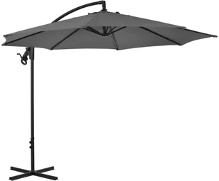 vidaXL Parasol wiszący ze stalowym słupkiem, 300 cm, antracytowy - Parasole ogrodowe - miniaturka - grafika 4