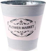 Donice - Flower Mondex Osłonka metalowa MARKET 15x15cm szara/różowa 0022ZA - miniaturka - grafika 1