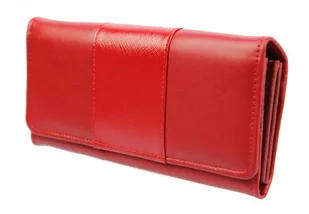 PolskaGalanteria.pl Portfel Damski PolskaGalanteria Z Wstawką Długi Max Z Suwakiem Skóra Naturalna CZERWONY WZÓR III KP D13-WST - Portfele - miniaturka - grafika 2