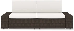 vidaXL Sofa modułowa 2-osobowa, rattan PE, brązowa - Sofy ogrodowe - miniaturka - grafika 9