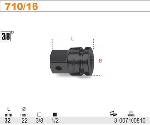 Beta ŁĄCZNIK PRZEJŚCIOWY W3/8"-Z1/2" 710/16 - Klucze i nasadki - miniaturka - grafika 2