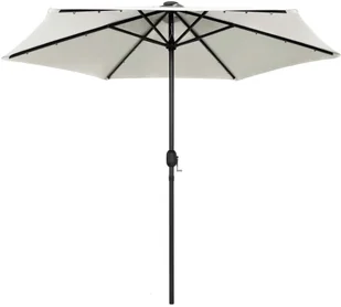 vidaXL Parasol ogrodowy z LED i aluminiowym słupkiem, 270 cm, piaskowy vidaXL - Parasole ogrodowe - miniaturka - grafika 3