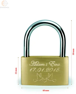 Kłódka mosiężna dla zakochanych z grawerem - Walentynki - miniaturka - grafika 3