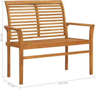 vidaXL Ławka ogrodowa, 112 cm, lite drewno tekowe - Ławki ogrodowe - miniaturka - grafika 6