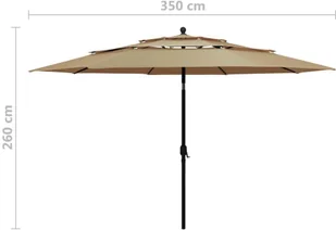 vidaXL 3-poziomowy parasol na aluminiowym słupku, taupe, 3,5 m 313879 - Parasole ogrodowe - miniaturka - grafika 8
