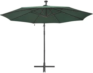 vidaXL Parasol ogrodowy wiszący, światła LED, 300 cm, metal, zielony - Parasole ogrodowe - miniaturka - grafika 7