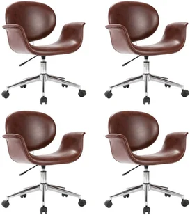 vidaXL Obrotowe krzesła stołowe, 4 szt., brązowe, sztuczna skóra 3054861 - Krzesła - miniaturka - grafika 2