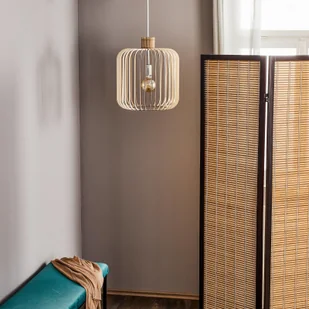 Euluna Lampa wisząca Paz drewniane lamele cylinder  45cm - Lampy sufitowe - miniaturka - grafika 2