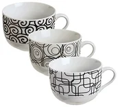 Filiżanki - Excelsa Magic Black Jumbo komplet filiżanek, bez spodeczków, ceramiczne, czarny wzór, 3 szt. 36305 - miniaturka - grafika 1