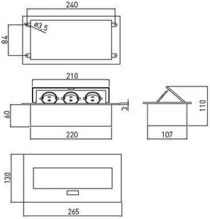 GTV Sp. z o.o. S.K.A Przedłużacz biurkowy 3x230V z uziemieniem aluminium AE- - Przedłużacze i rozgałęźniki - miniaturka - grafika 5