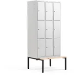 Szafy biurowe - AJ Produkty Szafa osobista, 3 schowki w pionie, z ławeczką - miniaturka - grafika 1