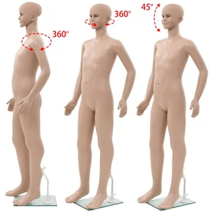 vidaXL Manekin dziecięcy ze szklaną podstawą, beż, błyszczący, 140 cm vidaXL - Manekiny wystawowe - miniaturka - grafika 6