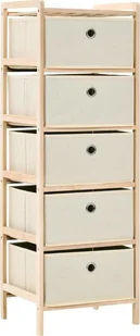 vidaXL Regał z 5 koszami z tkaniny, drewno cedrowe, beżowy - Regały - miniaturka - grafika 3