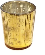 Świeczniki - Insideretail Wtajemniczeni etail 700452  9-12yel Mercury świecznik na podgrzewacze ze szkła, pionowy z folią Distressed Żółty, zestaw od 12, 7 x 5 x 7 cm 700452-9-12YEL - miniaturka - grafika 1