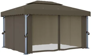 vidaXL Altana z zasłonami i lampkami, 4x3 m, kolor taupe! 3070357 - Altany ogrodowe vidaXL Altana z zasłonami i lampkami, 4x3 m, kolor taupe! 3070357 - Altany ogrodowe - miniaturka - grafika 4