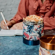 Termosy - Quokka Whim Food Jar Lunchbox termiczny termos obiadowy 600 ml Blue Garden) - miniaturka - grafika 1