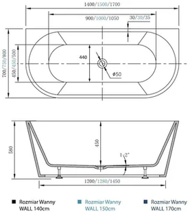 Massi WALL 140x70 MSWA-6815B140P - Wanny - miniaturka - grafika 9