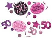 Urodziny dla dorosłych - AMSCAN Konfetti różowe na 50 - pięćdziesiątka - 34 g 9900610 - miniaturka - grafika 1