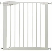 Legowiska dla psów - Munchkin Easy Lock Semi-automatycznie drzwi kratka ochronna z nadrukiem do mocowania bez konieczności wiercenia-biało-samozamykającym regulacji szerokości 73 cm do 79 cm, maksymalnie 114 cm z przedłuż - miniaturka - grafika 1