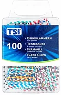 Spinacze i klipsy do papieru - TSI TSI Spinacze biurowe, 28 mm, opakowanie 100 sztuk, kolorowe paski 4022792480194 - miniaturka - grafika 1