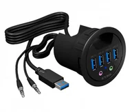 Huby USB - Icy Box HUB USB 3.0 4x USB audio montaż do biurka - miniaturka - grafika 1