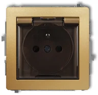 Gniazdka elektryczne - Karlik Gniazdo pojedyncze z uziemieniem bryzgoszczelne IP44 DECO Złoty 29DGPB-1zd - miniaturka - grafika 1