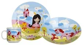 Filiżanki - BANQUET Zastawa dziecięca dziecięce nakrycie stołowe 3-częściowy młodych dziewcząt filiżanka talerze głębokie talerze porcelana z motywem małe księżniczki ceramiki nadaje się do mycia w zmywarce A11675 - miniaturka - grafika 1