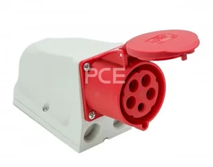 PCE Gniazdo siłowe zasilające stałe IP44 32A 400V 3P+Z+N mała obudowa 125-6k - Gniazdka elektryczne - miniaturka - grafika 2