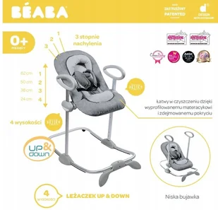 Beaba Bouncer Up&Down III, Leżaczek, Szary - Leżaczki i huśtawki Beaba Bouncer Up&Down III, Leżaczek, Szary - Leżaczki i huśtawki - miniaturka - grafika 5