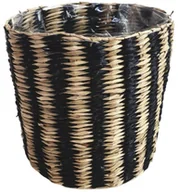 Donice - TAJEMNICZY OGRÓD Osłonka doniczki koszyk pleciony Alexis 13 cm beżowo czarny - miniaturka - grafika 1