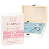 Sztućce dla dzieci - Murrano Zestaw Sztućców Dla Dzieci W Drewnianym Etui Nadruk na Urodziny SZT-ANIMALS_DRW-UV-042 - miniaturka - grafika 1